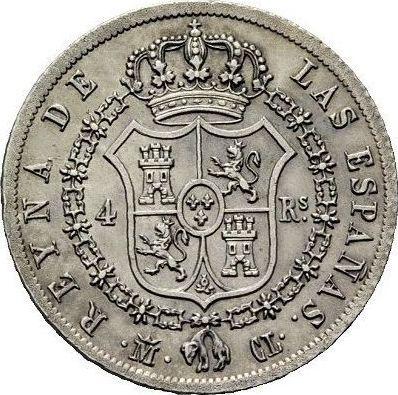 Реверс монеты - 4 реала 1838 года M CL - цена серебряной монеты - Испания, Изабелла II