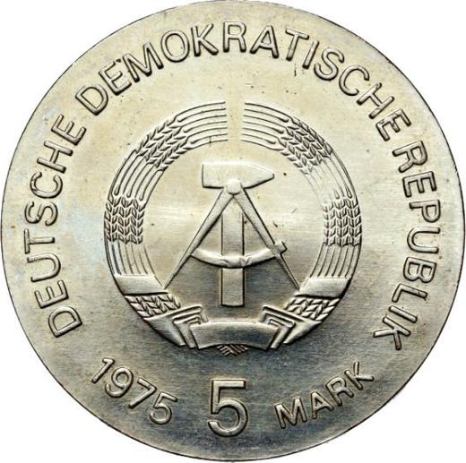 Reverso 5 marcos 1975 "Año de la Mujer" - valor de la moneda  - Alemania, República Democrática Alemana (RDA)