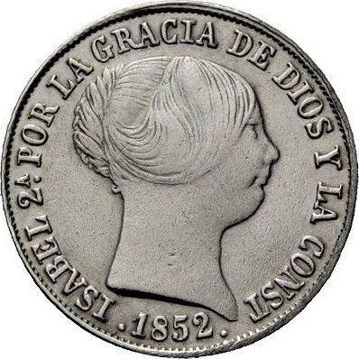 Аверс монеты - 4 реала 1852 года Семиконечные звёзды - цена серебряной монеты - Испания, Изабелла II