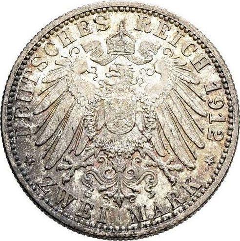 Реверс монеты - 2 марки 1912 года F "Вюртемберг" - цена серебряной монеты - Германия, Германская Империя