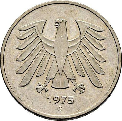 Reverso 5 marcos 1975 G Error de acuñación de Lichtenrade - valor de la moneda  - Alemania, RFA