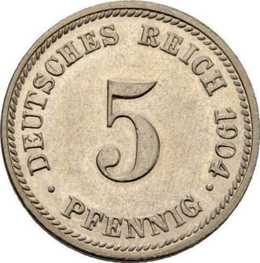Аверс монеты - 5 пфеннигов 1904 года D "Тип 1890-1915" - цена  монеты - Германия, Германская Империя