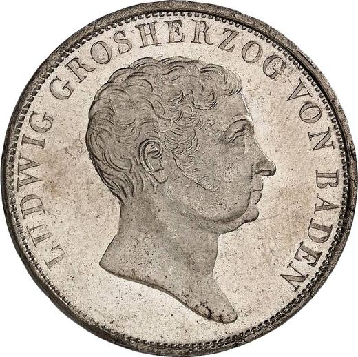 Аверс монеты - 1 гульден 1824 года - цена серебряной монеты - Баден, Людвиг I