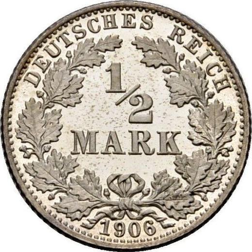 Anverso Medio marco 1906 G "Tipo 1905-1919" - valor de la moneda de plata - Alemania, Imperio alemán