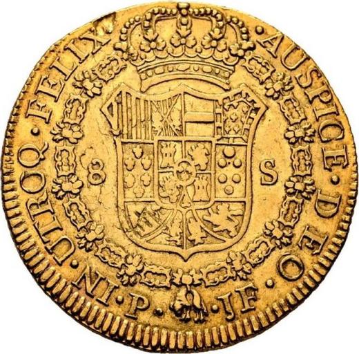 Reverso 8 escudos 1806 P JF - valor de la moneda de oro - Colombia, Carlos IV