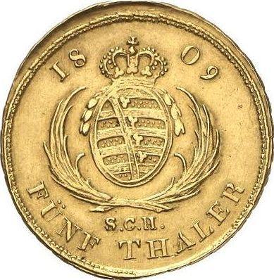 Реверс монеты - 5 талеров 1809 года S.G.H. - цена золотой монеты - Саксония, Фридрих Август I