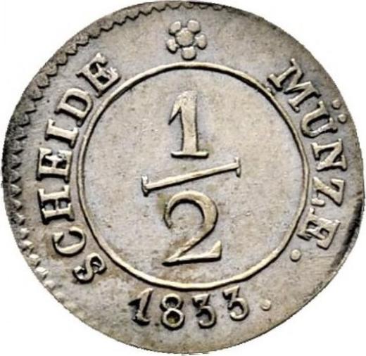 Reverso Medio kreuzer 1833 "Tipo 1824-1837" - valor de la moneda de plata - Wurtemberg, Guillermo I