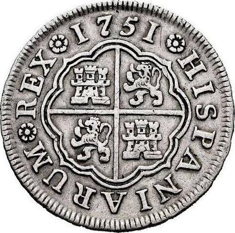Реверс монеты - 1 реал 1751 года M JB - цена серебряной монеты - Испания, Фердинанд VI