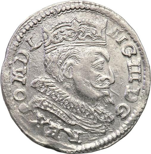 Аверс монеты - Трояк (3 гроша) 1599 года L "Люблинский монетный двор" - цена серебряной монеты - Польша, Сигизмунд III Ваза