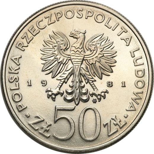 Аверс монеты - Пробные 50 злотых 1981 года MW "Всемирный день продовольствия" Никель - цена  монеты - Польша, Народная Республика