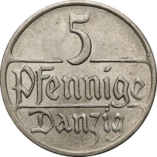 Реверс монеты - 5 пфеннигов 1923 года - цена  монеты - Польша, Вольный город Данциг