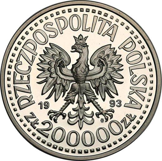 Аверс монеты - 200000 злотых 1993 года MW BCH "Движение сопротивления" - цена серебряной монеты - Польша, III Республика до деноминации
