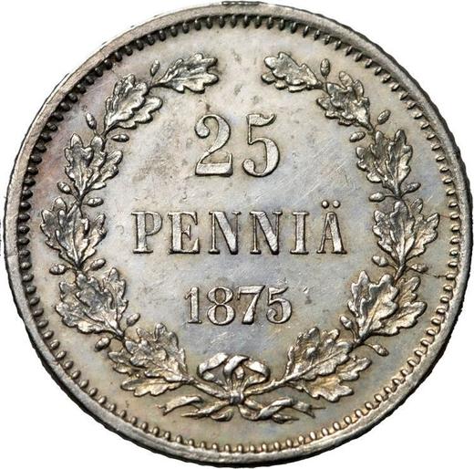 Rewers monety - 25 penni 1875 S - cena srebrnej monety - Finlandia, Wielkie Księstwo