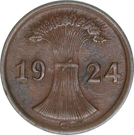 Реверс монеты - 2 рейхспфеннига 1924 года G - цена  монеты - Германия, Bеймарская республика