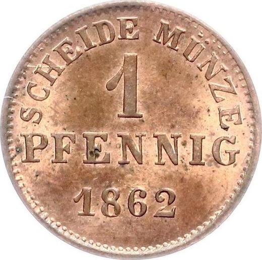 Реверс монеты - 1 пфенниг 1862 года - цена  монеты - Гессен-Дармштадт, Людвиг III
