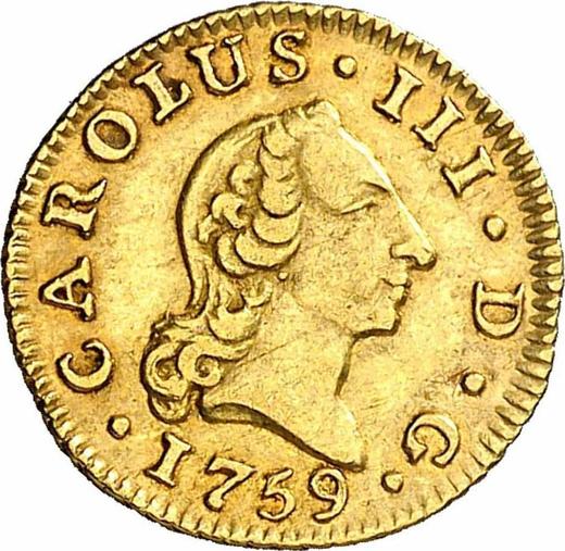 Obverse 1/2 Escudo 1759 M JP - Gold Coin Value - Spain, Charles III