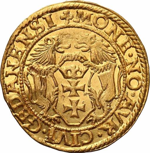 Реверс монеты - Дукат 1551 года "Гданьск" - цена золотой монеты - Польша, Сигизмунд II Август