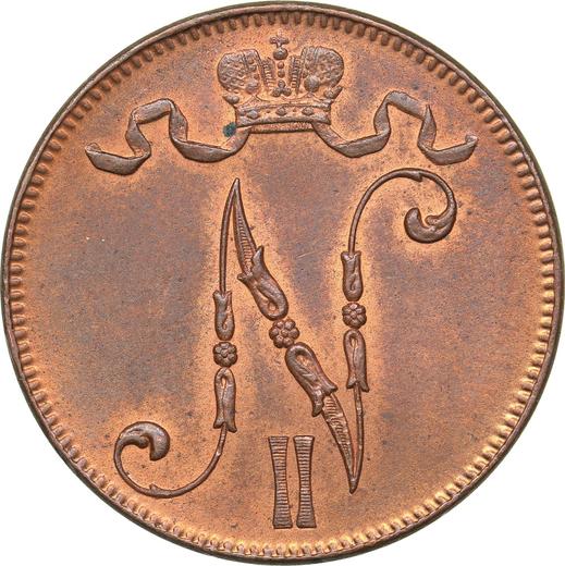 Аверс монеты - 5 пенни 1917 года "Тип 1896-1917" - цена  монеты - Финляндия, Великое княжество