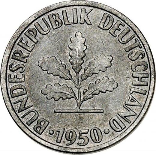 Реверс монеты - 10 пфеннигов 1950 года J Железо - цена  монеты - Германия, ФРГ