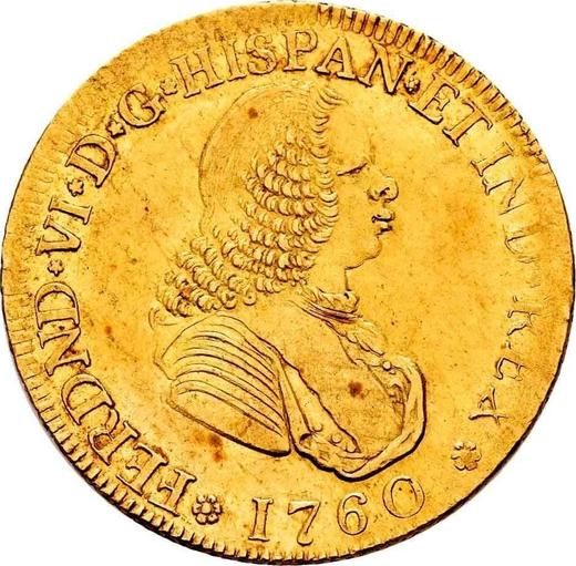 Anverso 4 escudos 1760 PN J - valor de la moneda de oro - Colombia, Fernando VI