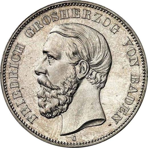 Аверс монеты - 5 марок 1891 года G "Баден" - цена серебряной монеты - Германия, Германская Империя