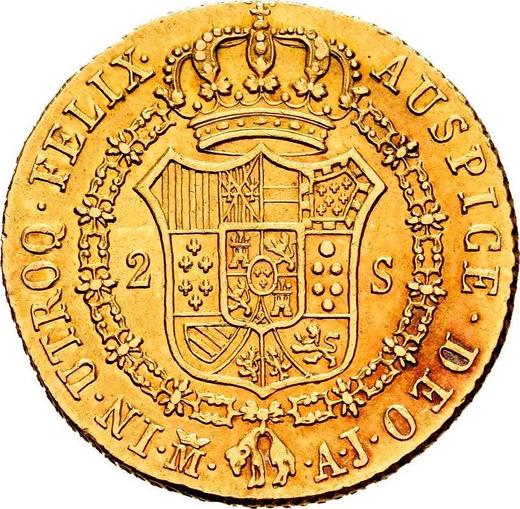 Rewers monety - 2 escudo 1828 M AJ - cena złotej monety - Hiszpania, Ferdynand VII