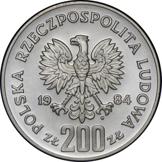 Anverso 200 eslotis 1984 MW SW "Juegos de la XIV Olimpiada de Sarajevo 1984" Plata - valor de la moneda de plata - Polonia, República Popular