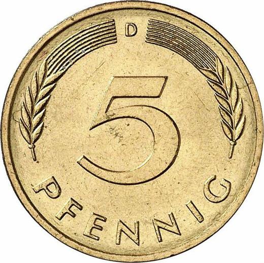 Anverso 5 Pfennige 1984 D - valor de la moneda  - Alemania, RFA