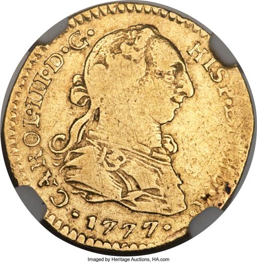 Аверс монеты - 1 эскудо 1777 года Mo FM - цена золотой монеты - Мексика, Карл III