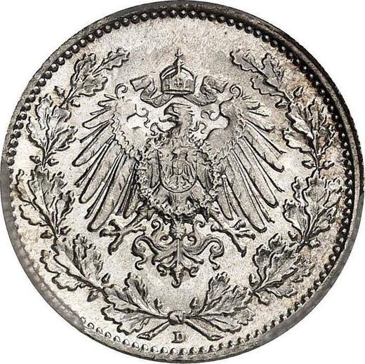 Reverso Medio marco 1914 D "Tipo 1905-1919" - valor de la moneda de plata - Alemania, Imperio alemán