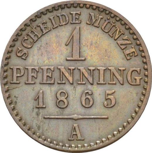 Reverso 1 Pfennig 1865 A - valor de la moneda  - Prusia, Guillermo I