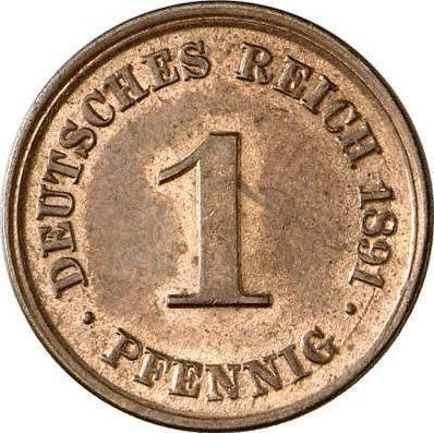 Аверс монеты - 1 пфенниг 1891 года D "Тип 1890-1916" - цена  монеты - Германия, Германская Империя