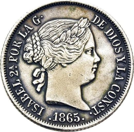 Anverso 40 céntimos de escudo 1865 Estrellas de ocho puntas - valor de la moneda de plata - España, Isabel II
