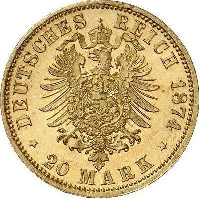 Rewers monety - 20 marek 1874 A "Meklemburgii-Strelitz" - cena złotej monety - Niemcy, Cesarstwo Niemieckie