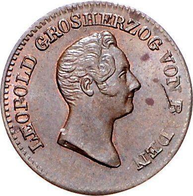 Аверс монеты - 1/2 крейцера 1835 года - цена  монеты - Баден, Леопольд