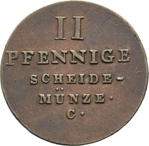 Реверс монеты - 2 пфеннига 1828 года C - цена  монеты - Ганновер, Георг IV