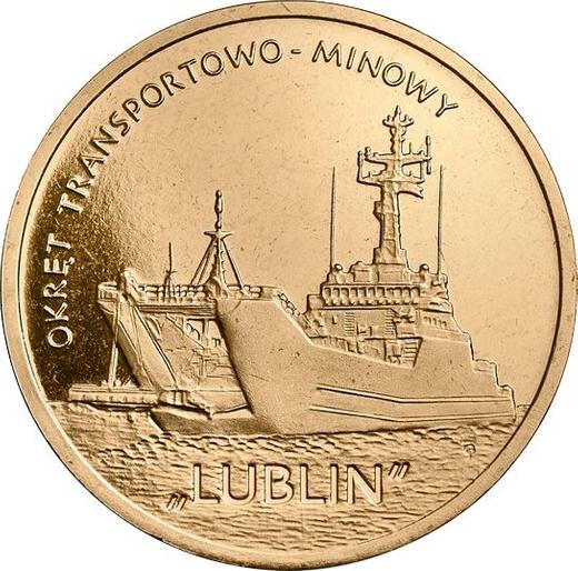 Reverso 2 eslotis 2013 MW "Buque de desembarco de minadores "Lublin"" - valor de la moneda  - Polonia, República moderna