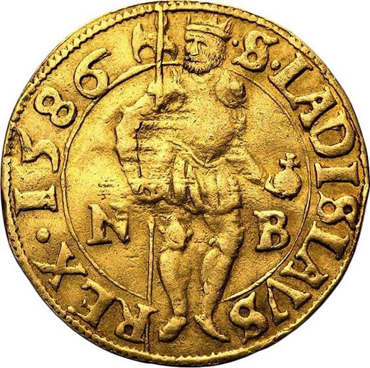 Rewers monety - Dukat 1586 NB "Nagybanya" - cena złotej monety - Polska, Stefan Batory