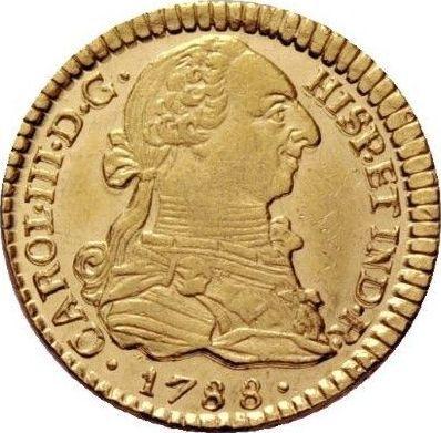 Аверс монеты - 1 эскудо 1788 года P SF - цена золотой монеты - Колумбия, Карл III