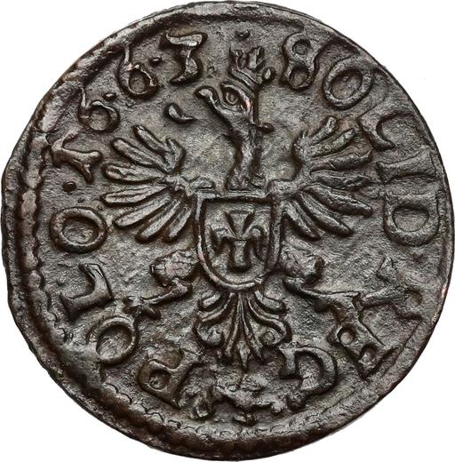 Rewers monety - Szeląg 1663 TLB "Boratynka koronna" - cena  monety - Polska, Jan II Kazimierz