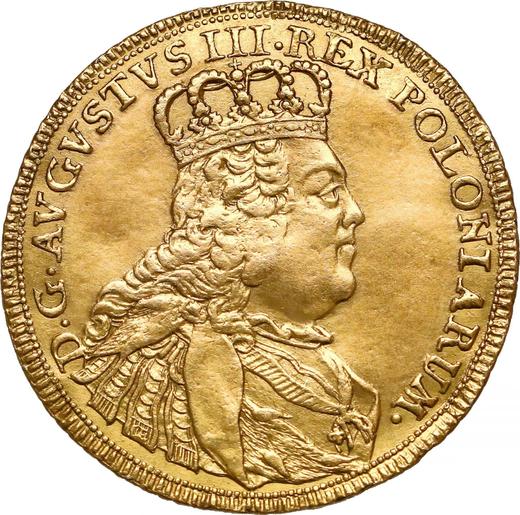 Аверс монеты - 2 дуката 1753 года EDC "Коронные" - цена золотой монеты - Польша, Август III