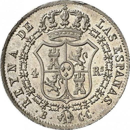 Реверс монеты - 4 реала 1842 года B CC - цена серебряной монеты - Испания, Изабелла II
