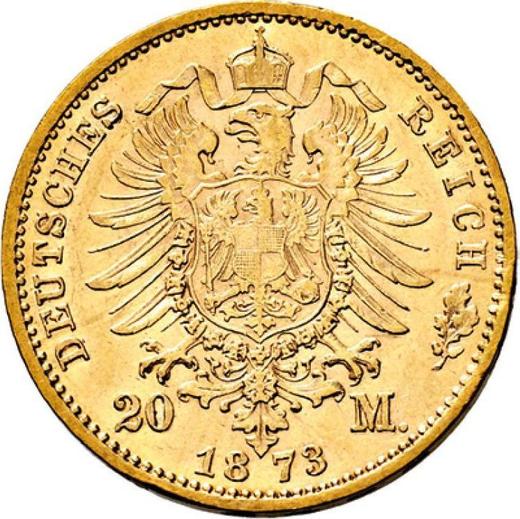 Reverso 20 marcos 1873 E "Sajonia" - valor de la moneda de oro - Alemania, Imperio alemán