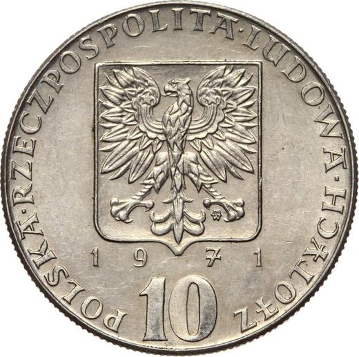 Аверс монеты - 10 злотых 1971 года MW JJ "Всемирный день продовольствия" - цена  монеты - Польша, Народная Республика