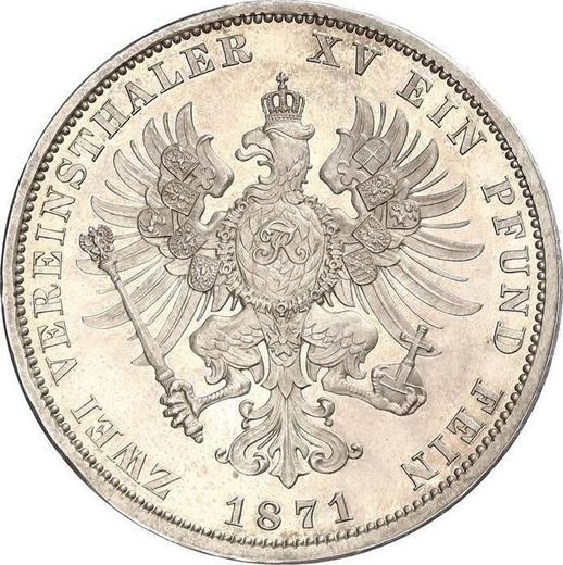 Reverso 2 táleros 1871 A - valor de la moneda de plata - Prusia, Guillermo I