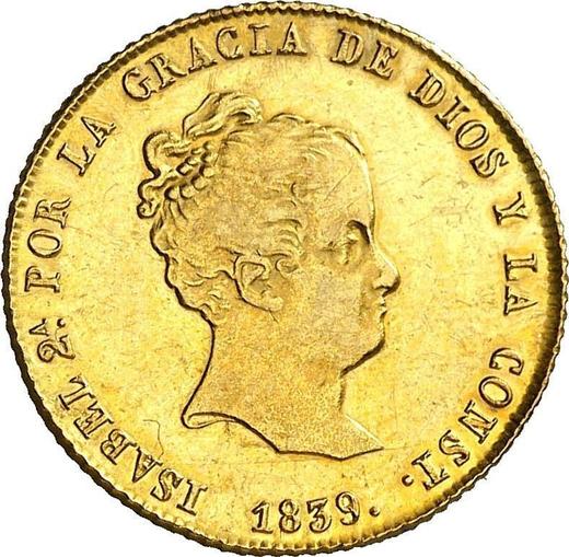 Awers monety - 80 réales 1839 S RD - cena złotej monety - Hiszpania, Izabela II
