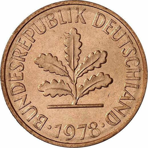 Реверс монеты - 2 пфеннига 1978 года J - цена  монеты - Германия, ФРГ