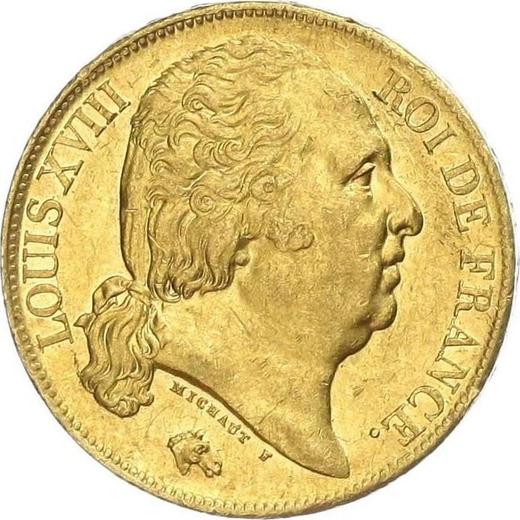 Obverse 20 Francs 1819 Q "Type 1816-1824" Perpignan - France, Louis XVIII
