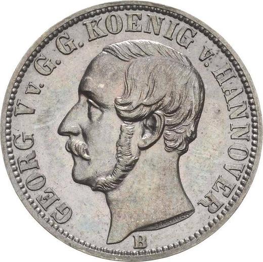 Аверс монеты - 1/6 талера 1866 года B - цена серебряной монеты - Ганновер, Георг V