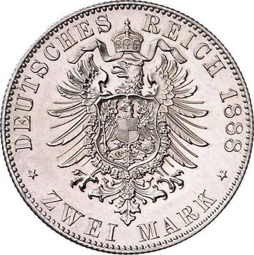 Реверс монеты - 2 марки 1888 года G "Баден" - цена серебряной монеты - Германия, Германская Империя